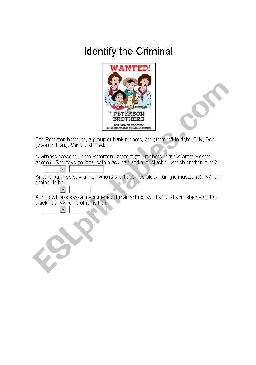 identifying the criminal worksheet