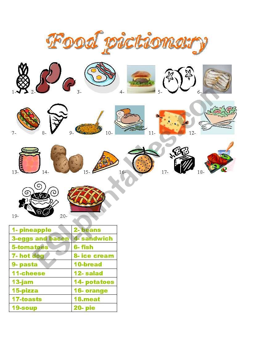 Food Pictionary worksheet