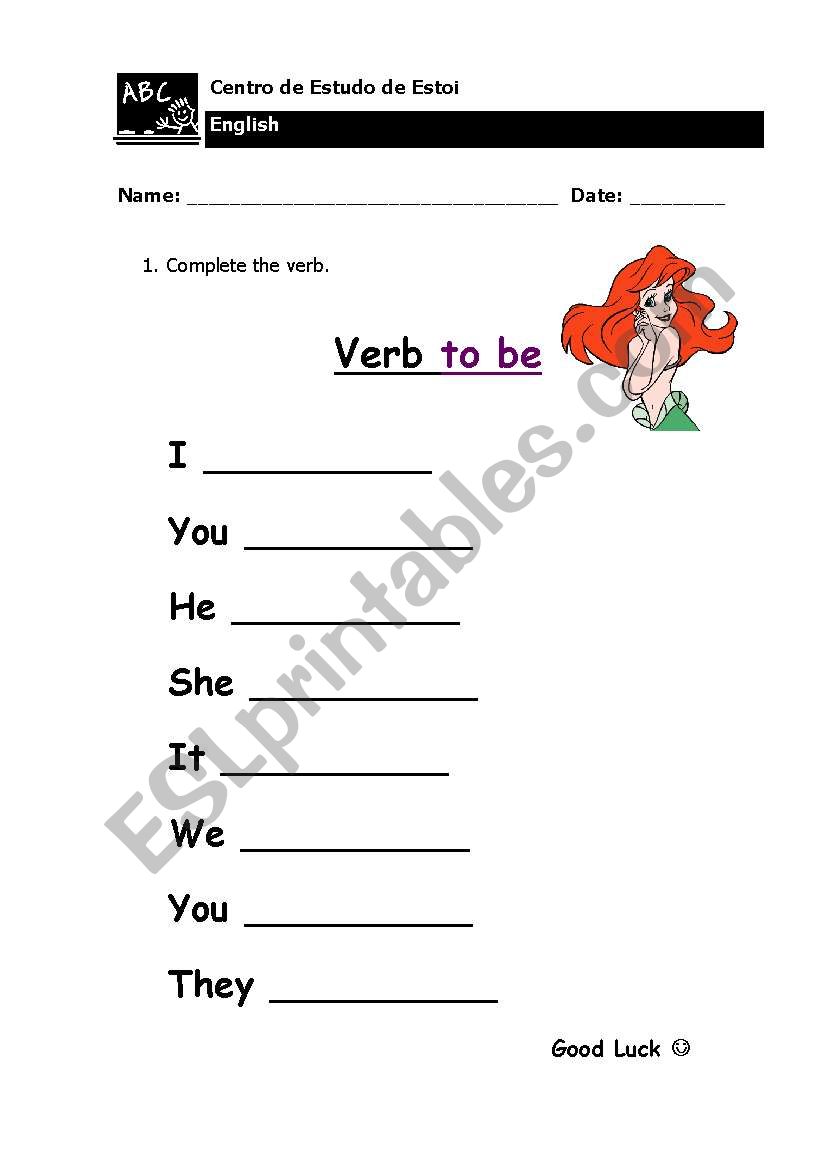 verb to be worksheet