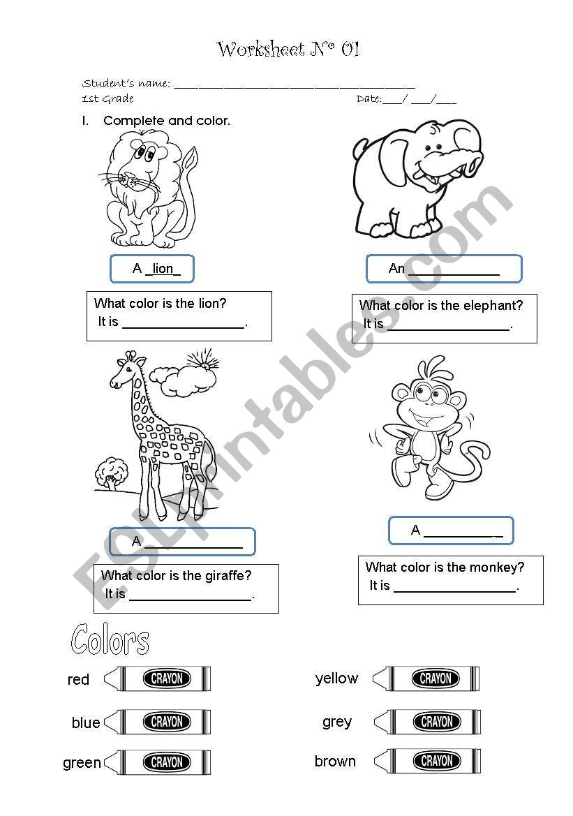What color is the lion? worksheet