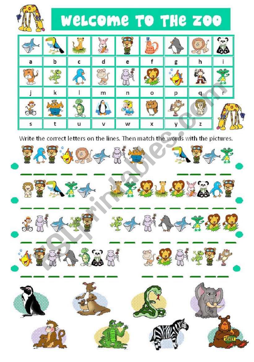 ZOO ANIMALS CRYPTOGRAM worksheet