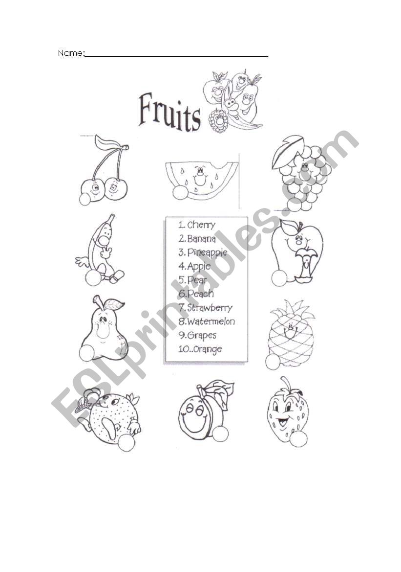 Fruits worksheet