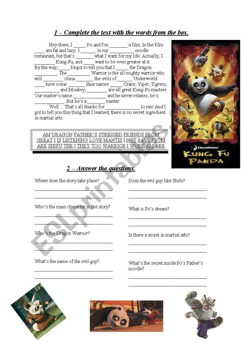 Kung-Fu Panda worksheet