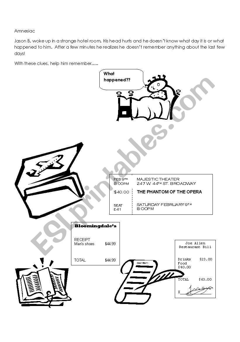 Simple Past: Amnesiac worksheet