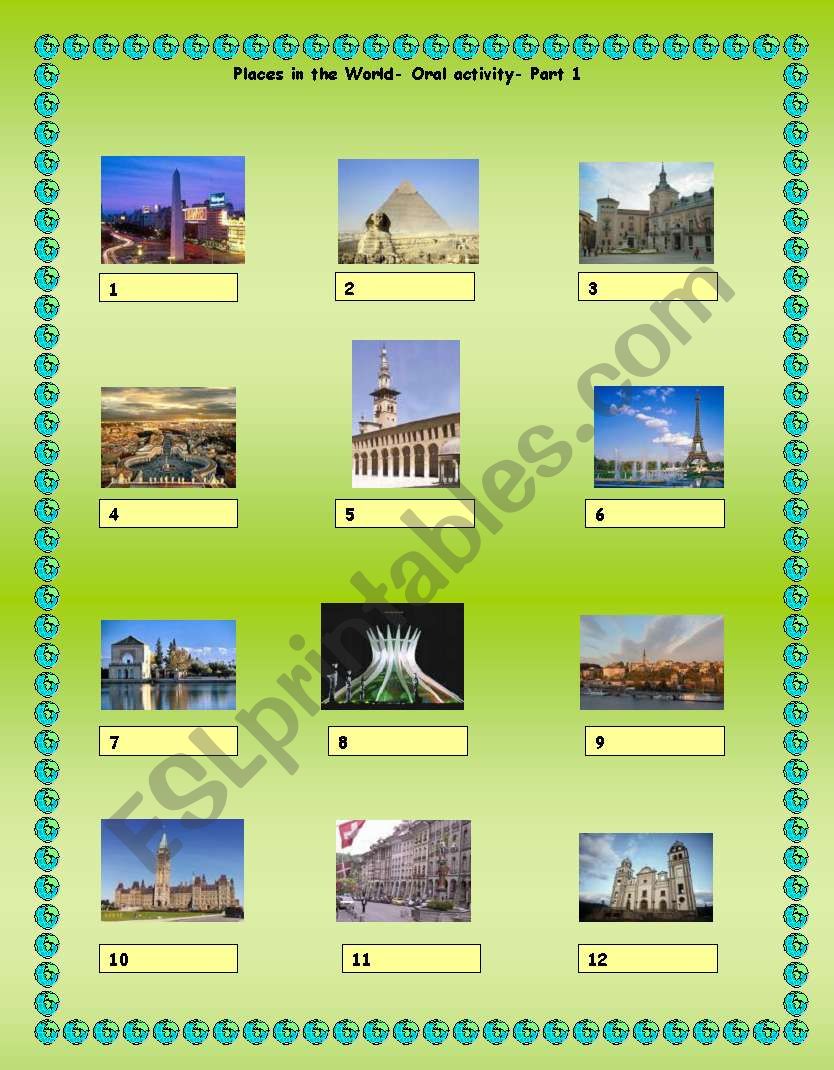 Places in the world worksheet