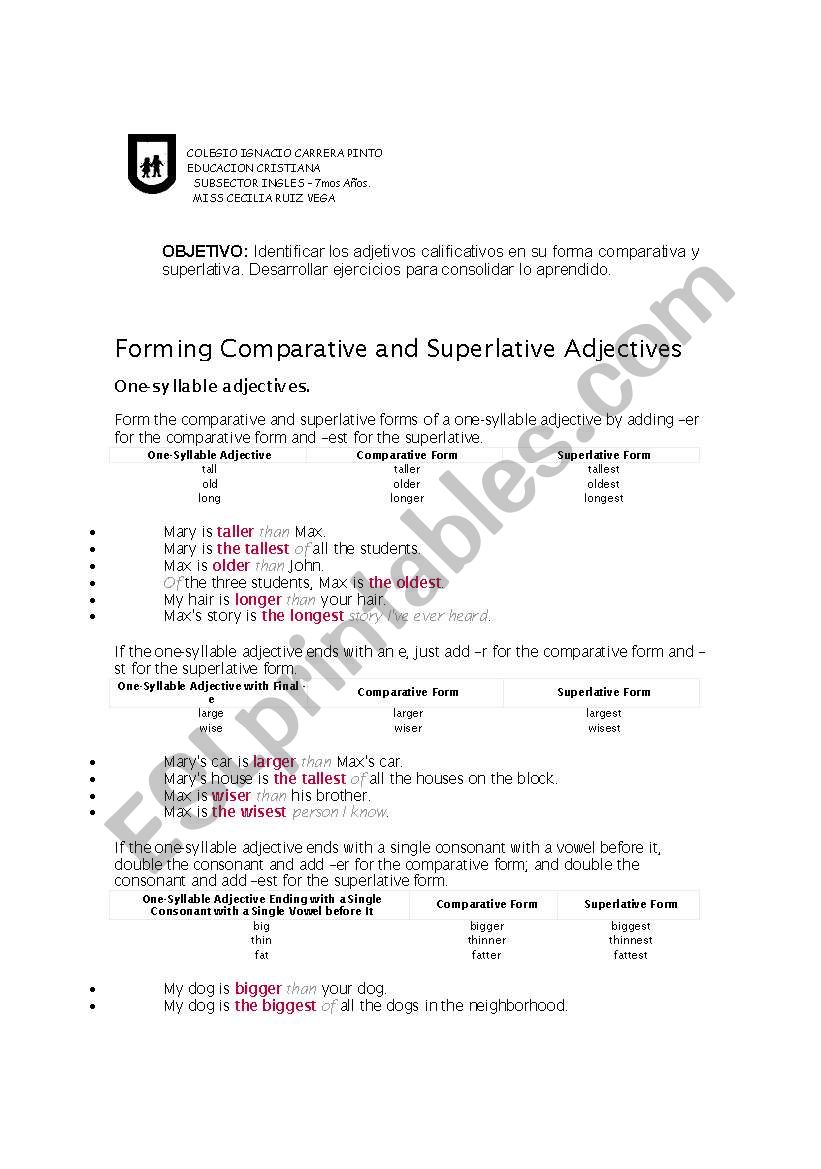 comparative and superlative adjectives