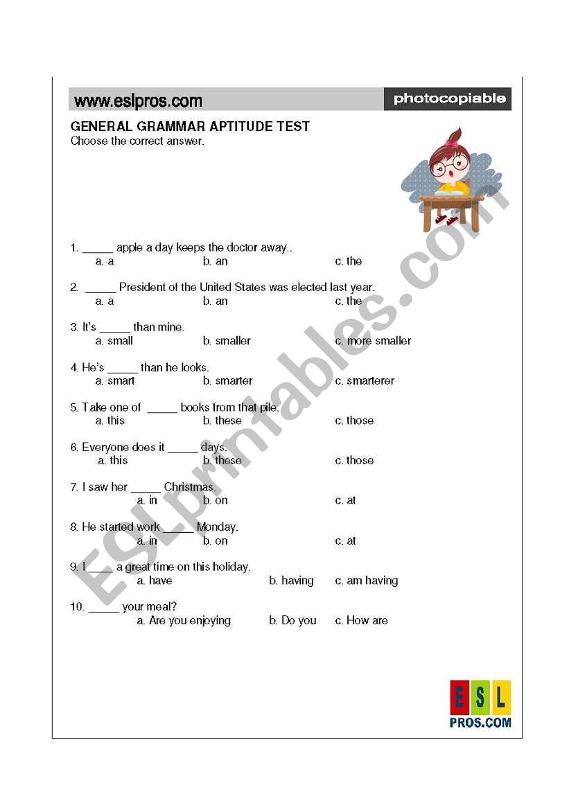 Grammar Quiz worksheet