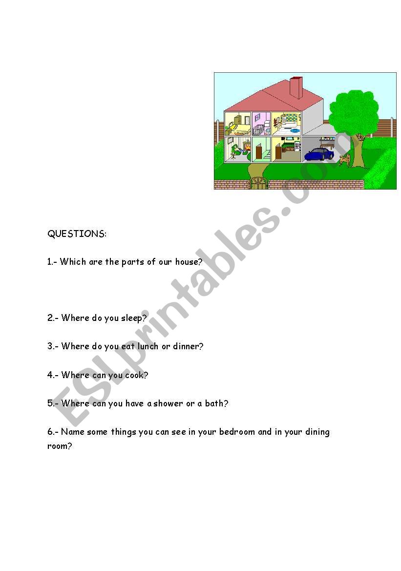 Pars of a house  worksheet
