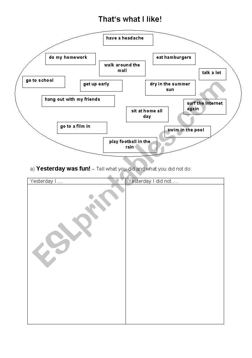 Past simple worksheet