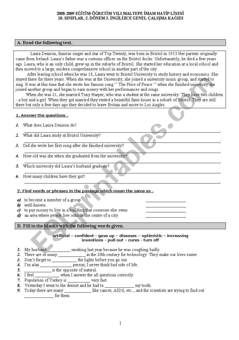 study sheet worksheet