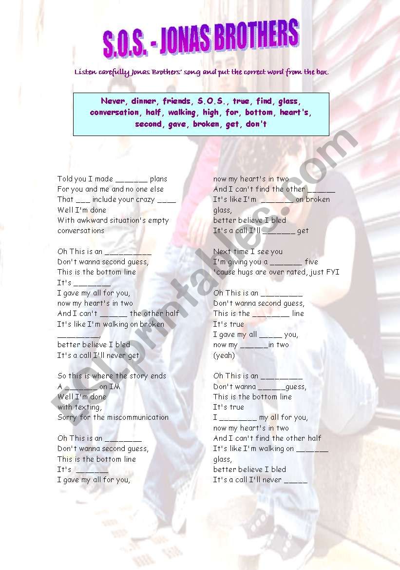 Jonas Brothers worksheet