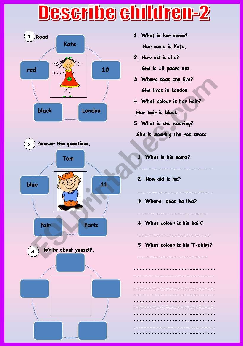 Describe children-2 worksheet