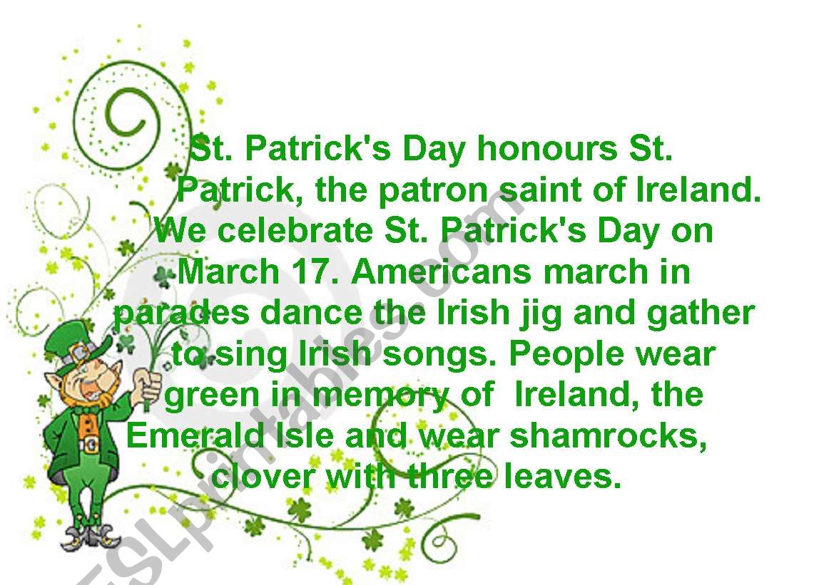Story of St Patrick worksheet