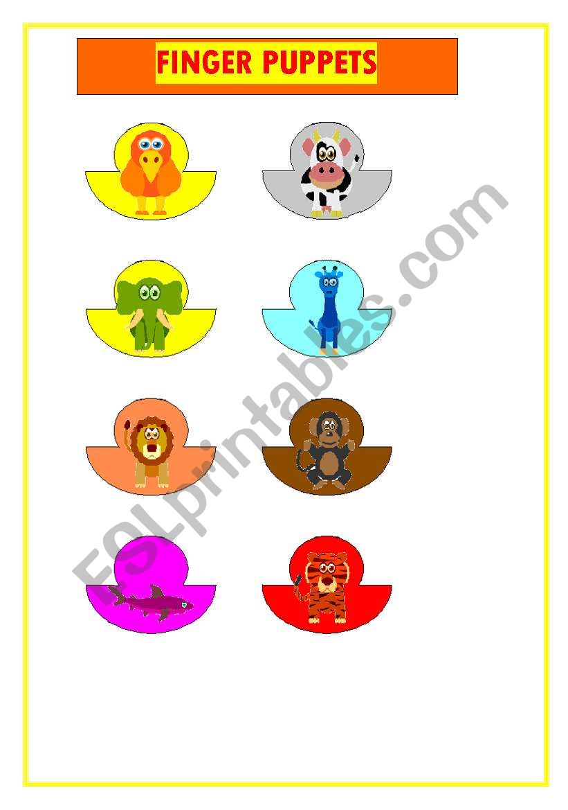 Finger Puppets - Animals 1. worksheet