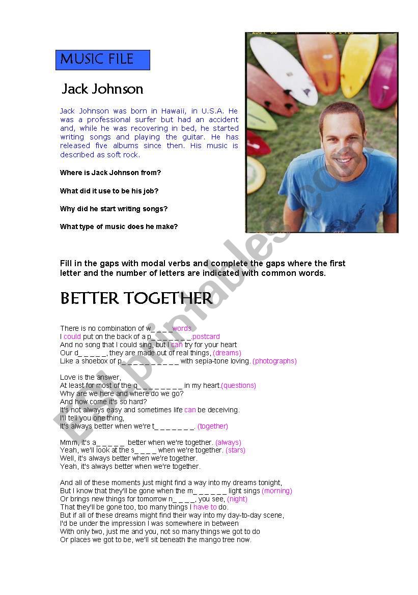 better together worksheet