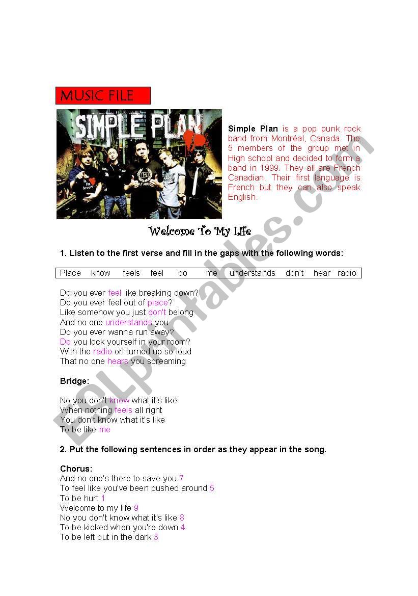 welcome to my life- simple plan