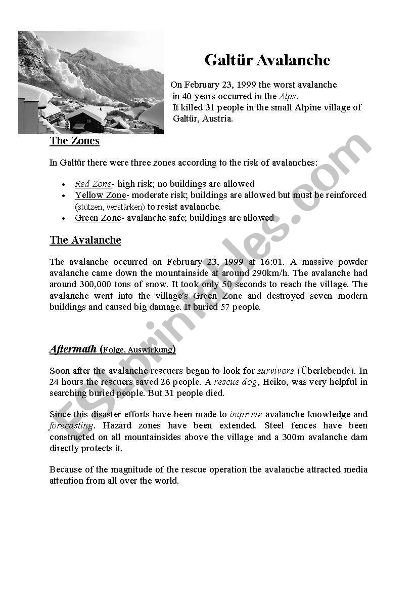 Galtr Avalanche worksheet