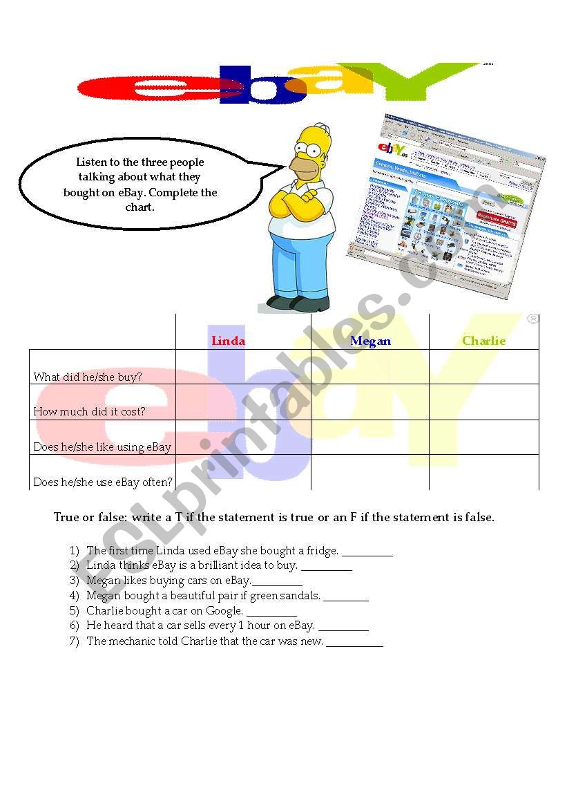 eBay worksheet