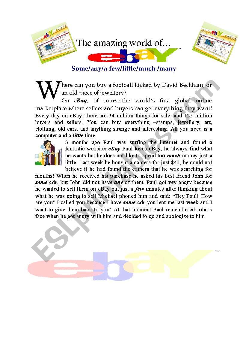 The amazing world of eBay worksheet