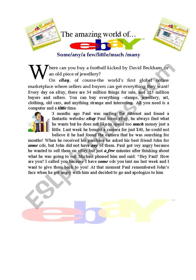 The amazing world of eBay worksheet