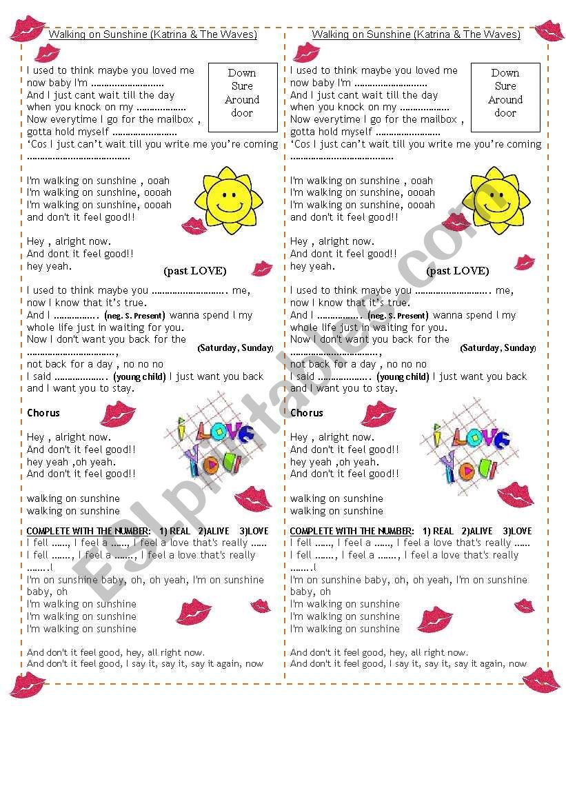 Walking on Sunshine  worksheet