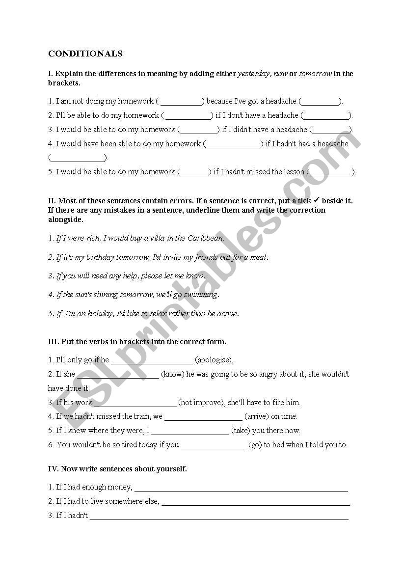 conditional sentences worksheet