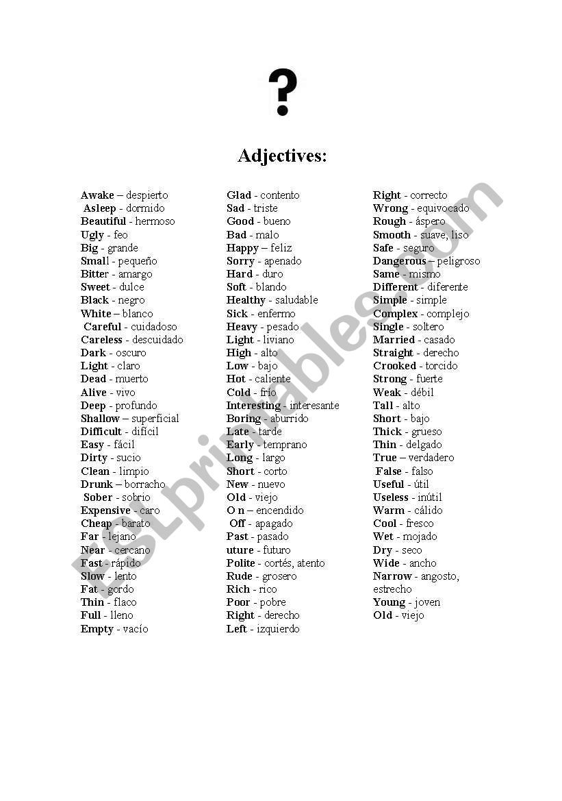 list-of-adjectives-esl-worksheet-by-aracelli05