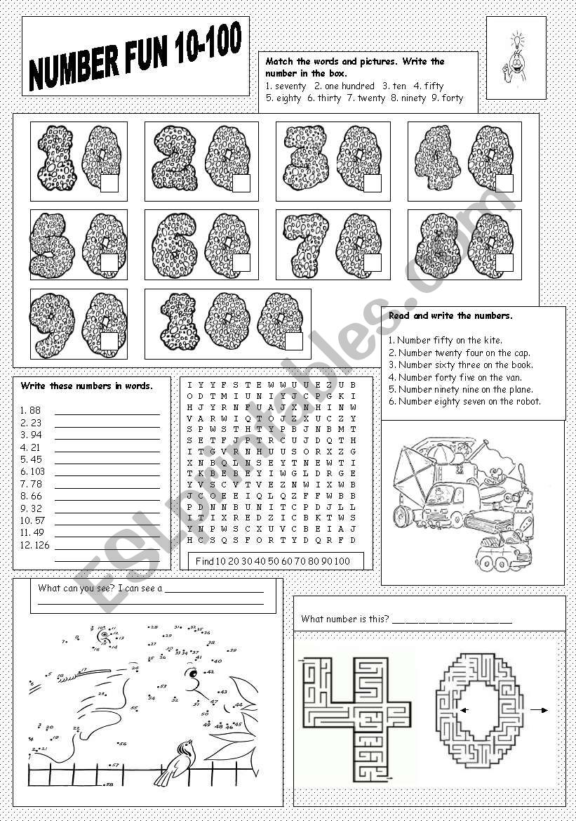 Number Fun 10-100 worksheet