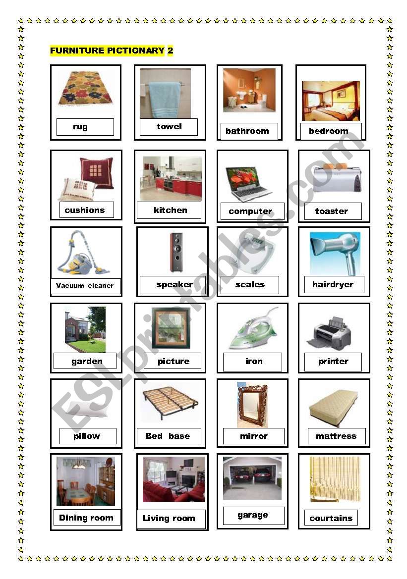 furniture pictionary 2 worksheet