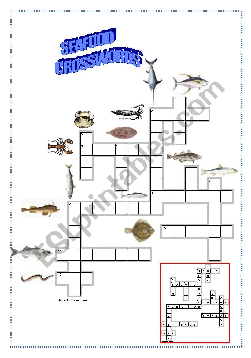 SEAFOOD CROSSWORDS worksheet