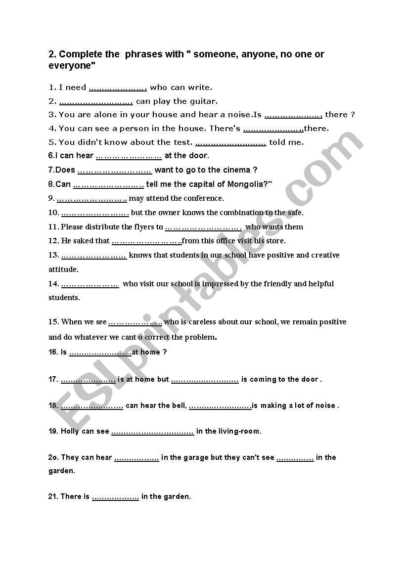 indefinite pronouns worksheet