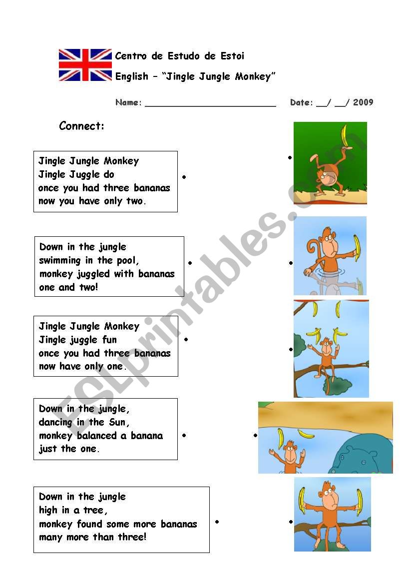 Jingle Jungle monkey worksheet