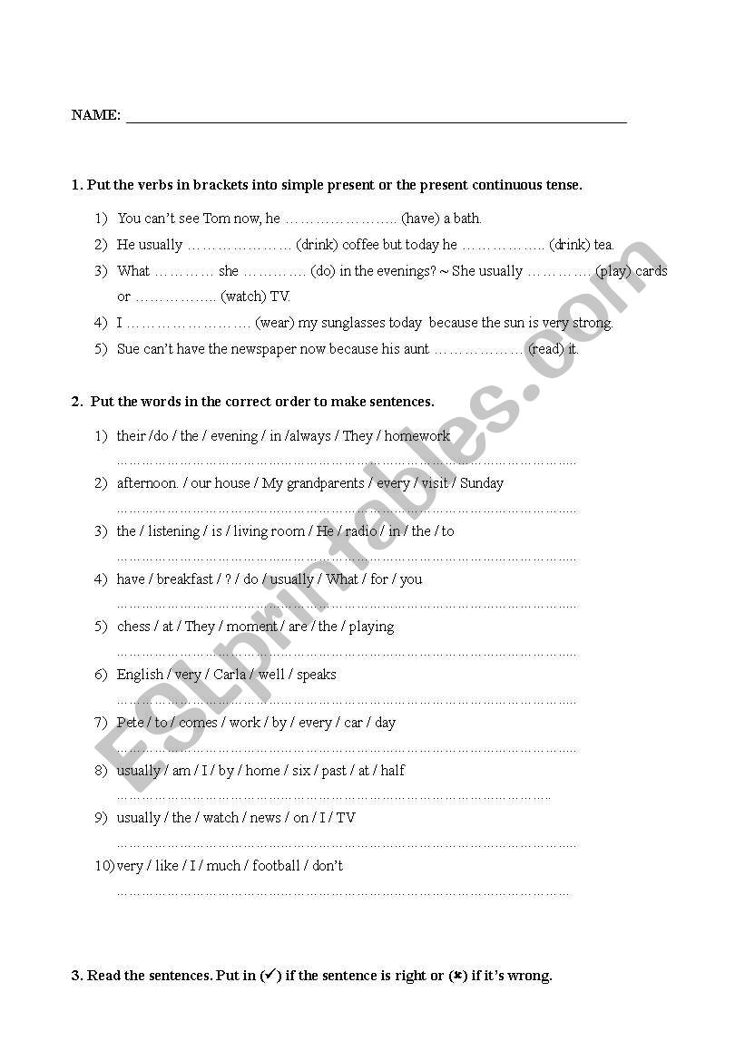 exam third term worksheet