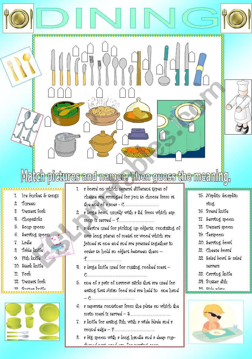 DINNING worksheet