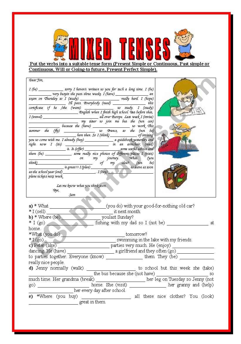 mixed tenses worksheet