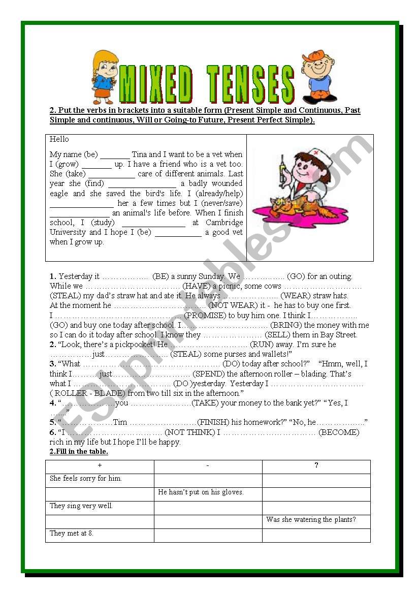 Mixed tenses worksheet