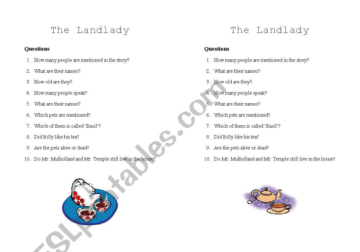 Roald Dahl - The Landlady - Questions