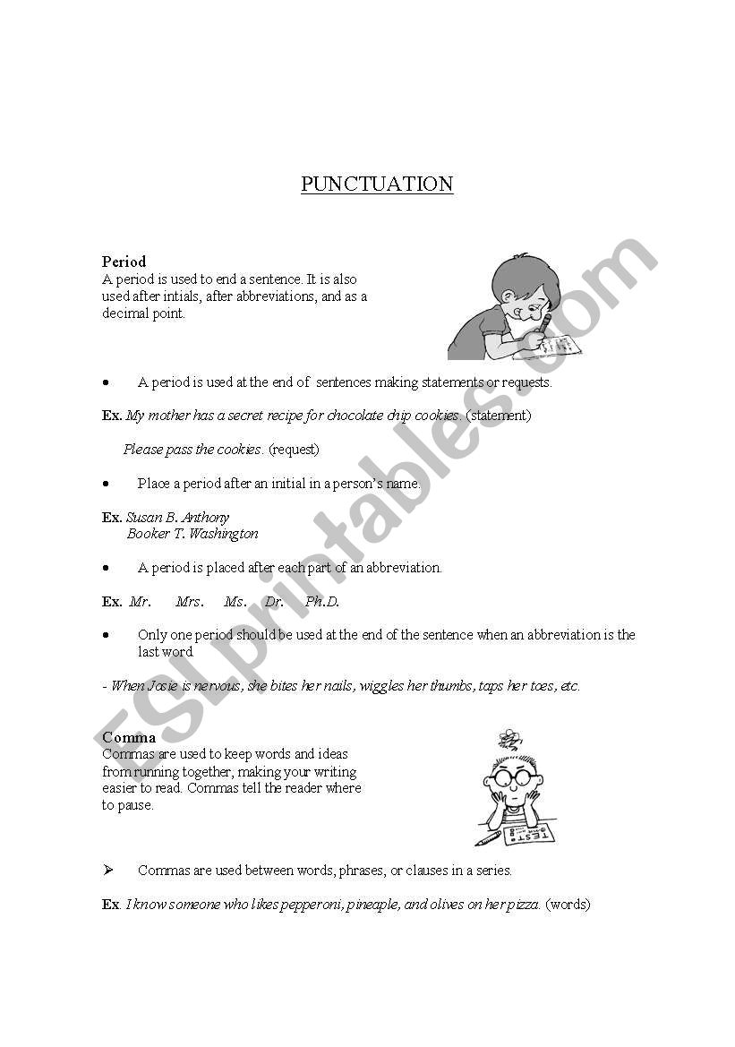 Punctuation worksheet 1 worksheet