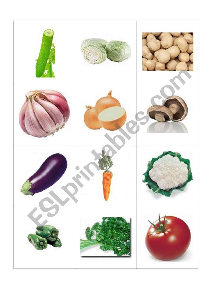 Bingo - Fruits & Vegetables worksheet