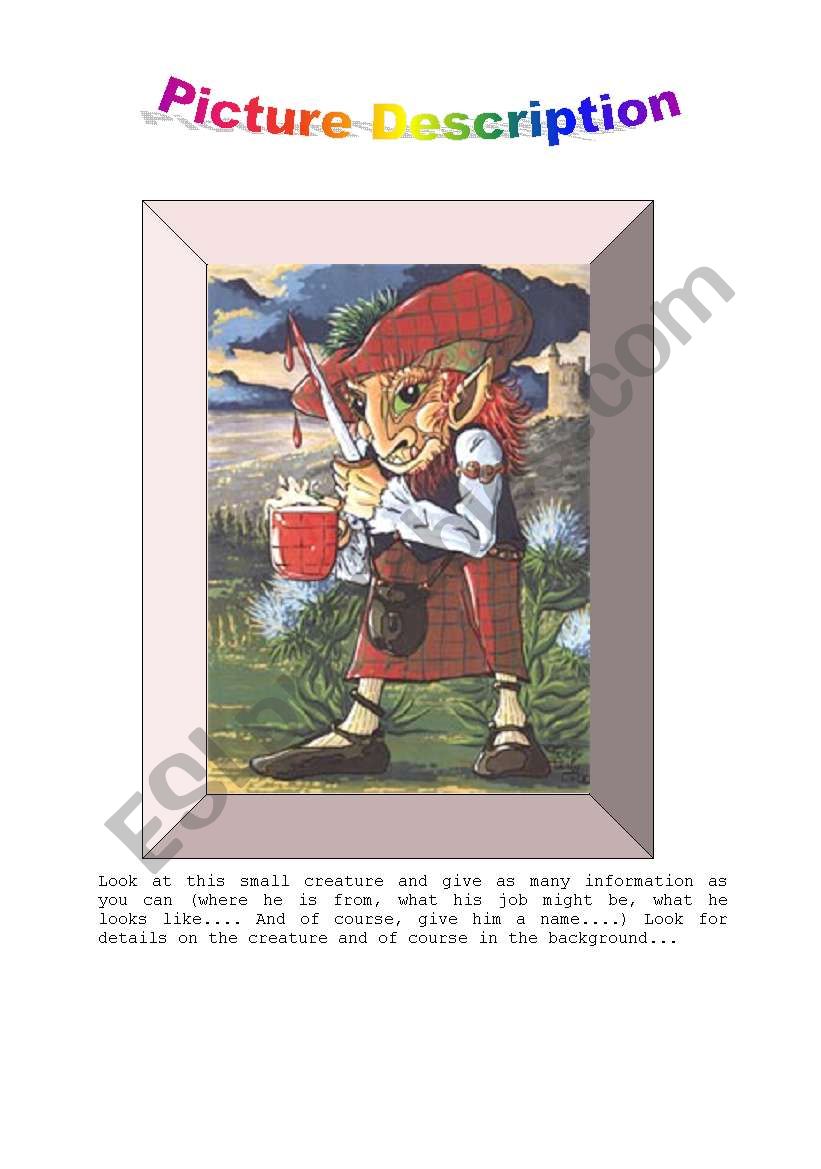 English Worksheets Bloody Scot Picture Description