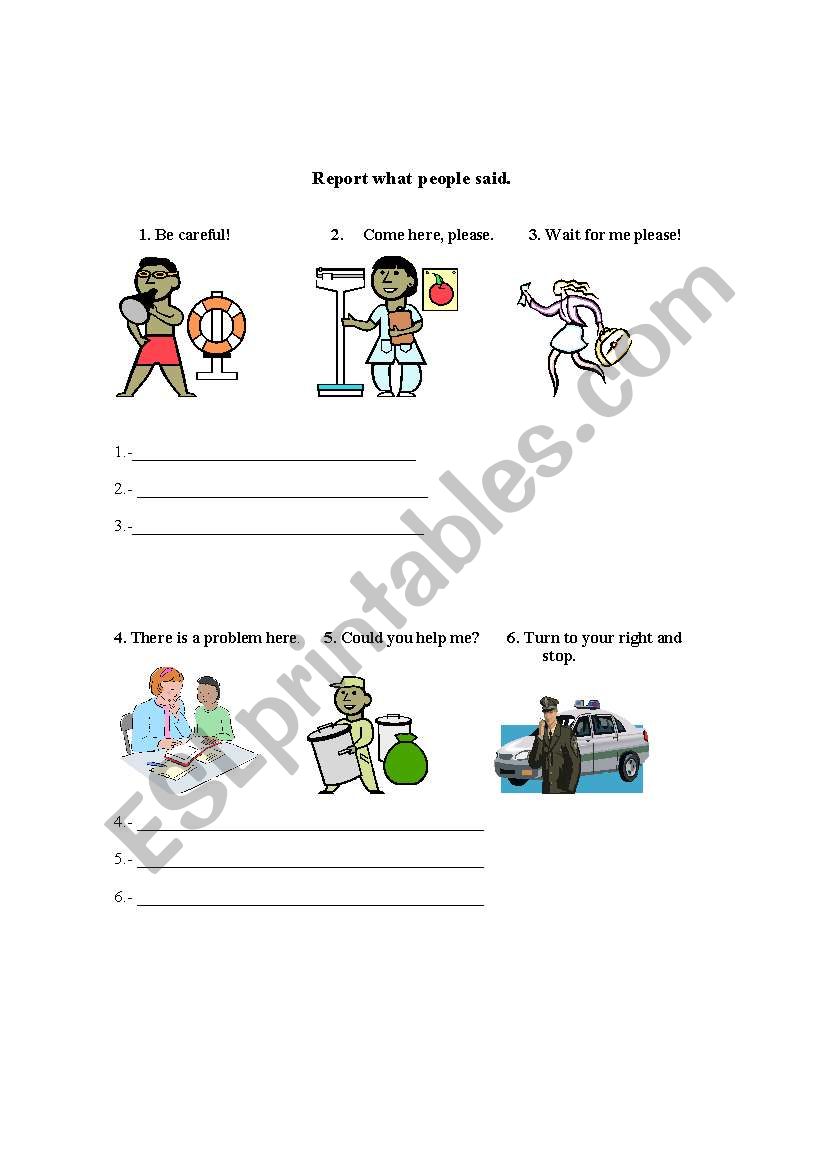 Report what people said worksheet