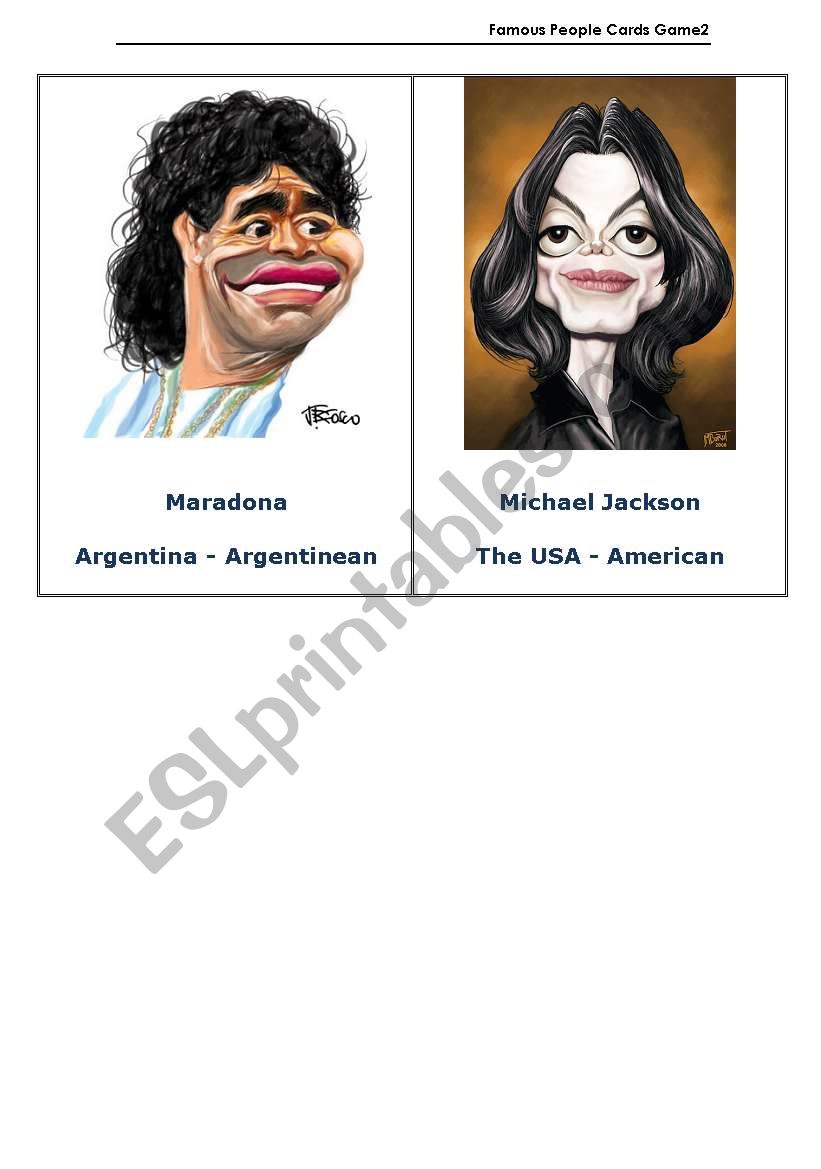 Famous People Caricature Cards Game 2