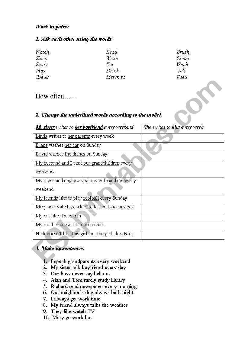 Personal and object pronouns worksheet