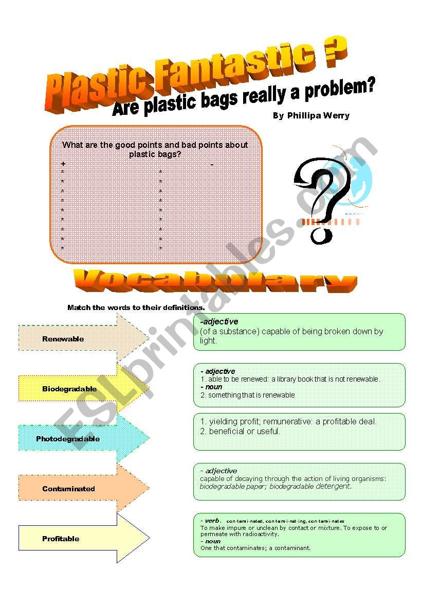 Plastic Fantastic Activities worksheet