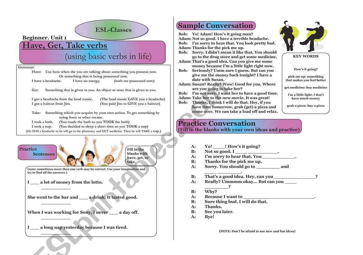 HAve get take lesson worksheet