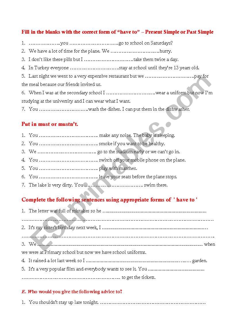 modal verbs worksheet