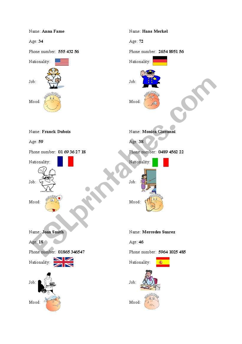 Conversation (role play) worksheet