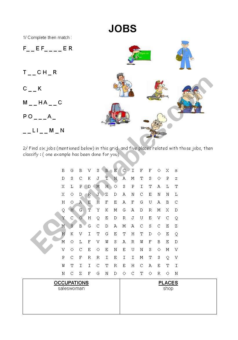 jobs worksheet