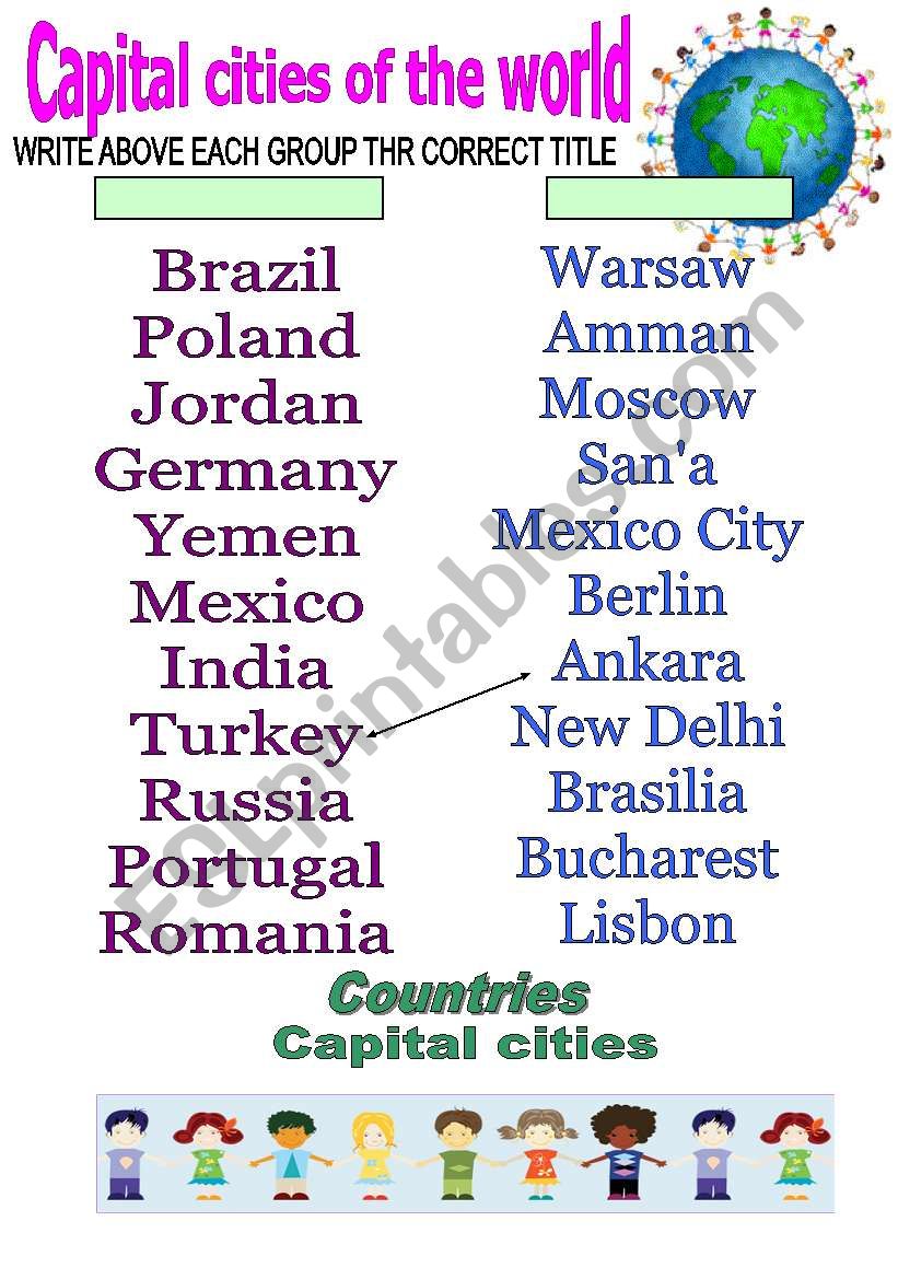 CAPITAL CITIES 2 worksheet