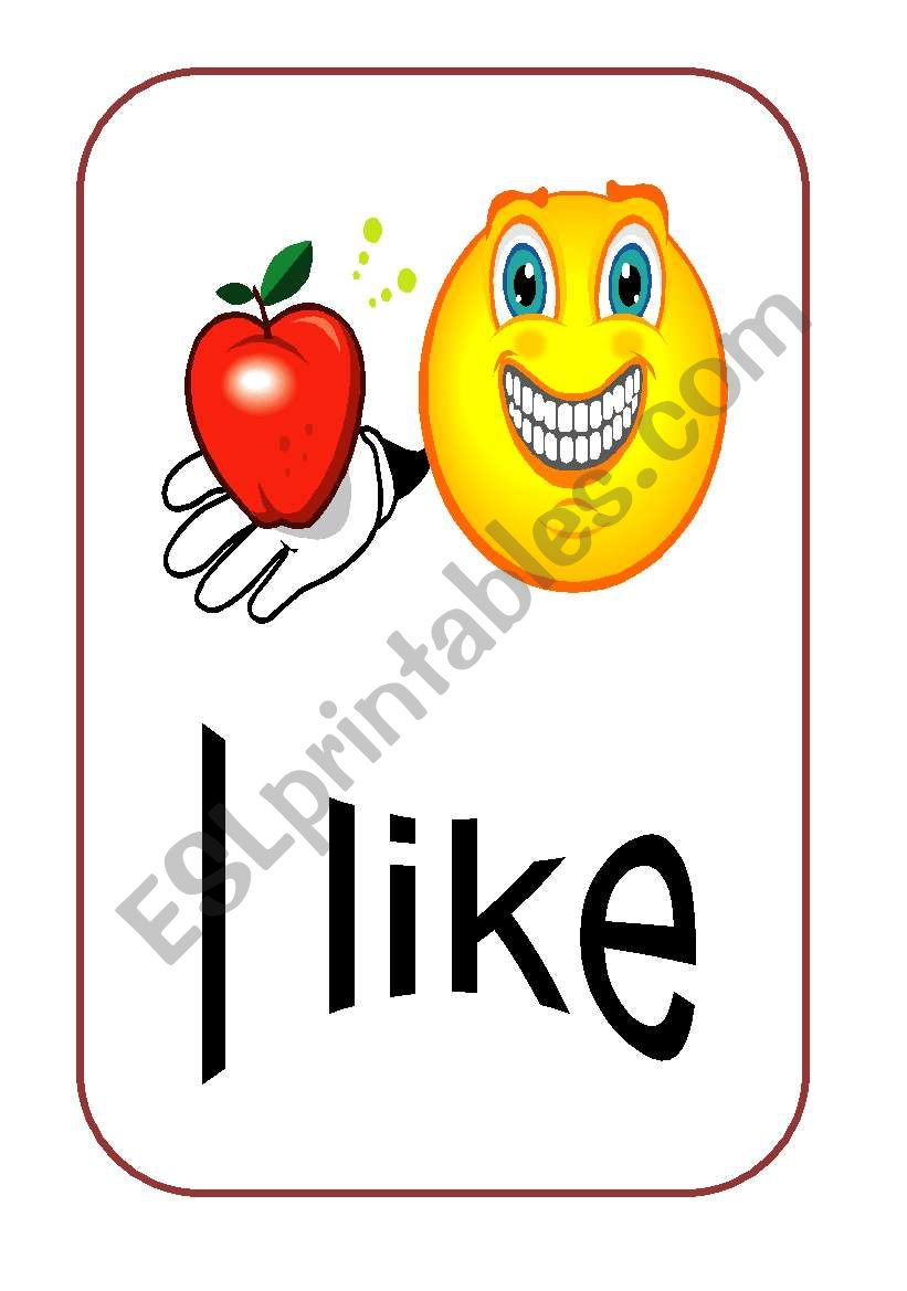 I like and I don´t like flashcards - ESL worksheet by achadinha